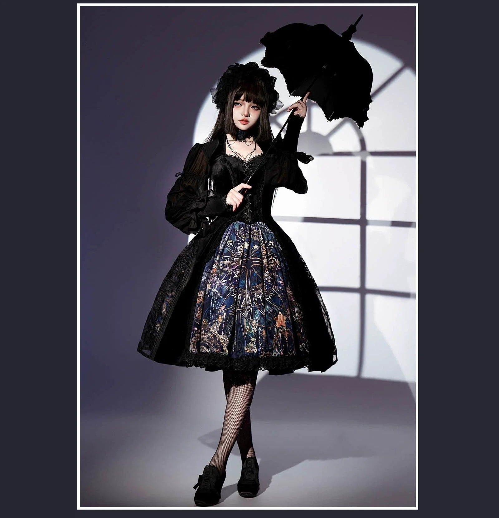 Night Traveler - Classic Gothic Lolita Dress with Stained Glass Window Print - image 32