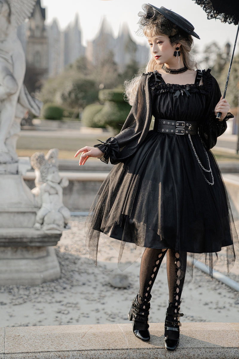 Gothic Lolita High Waist Black Dress - image 14