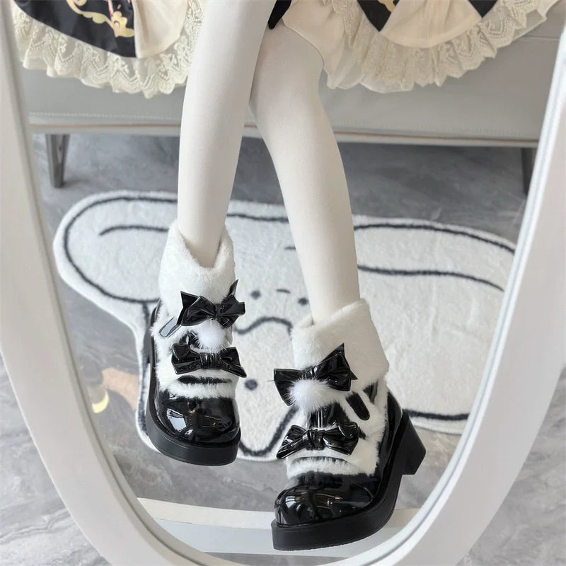 Kawaii Lolita Winter Boots, Bow-Adorned - image 5