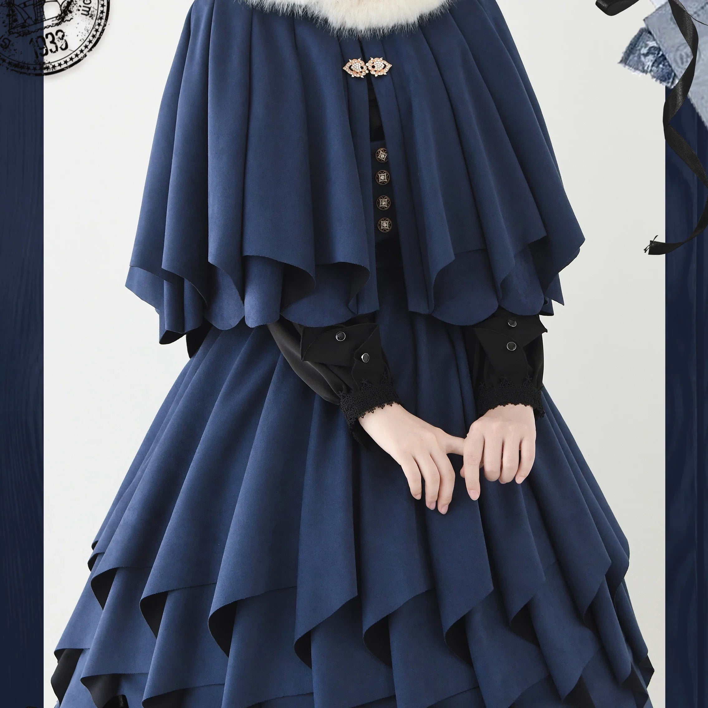 Molten Snowtop - Classic Lolita SK, Cape With Detachable Collar - image 11