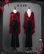 Ouji Lolita V-Line Backless Blouse & Slight Flare Pants - image 5