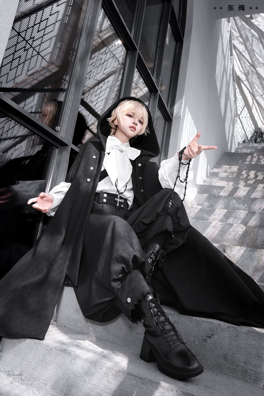 Codename 003 - Ouji Lolita Shirt and Pants Set, Hooded Cape - image 13