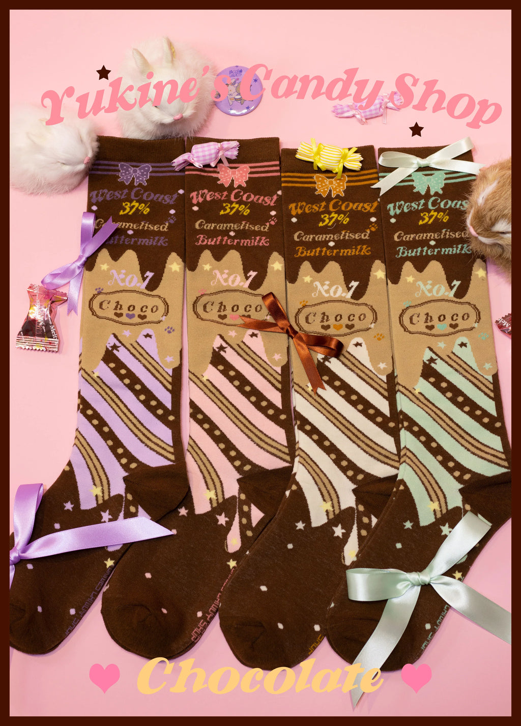 Kawaii Lolita Chocolate Color Cotton Socks - image 2
