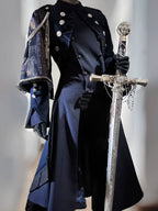 Eternal Moonlit Night - Ouji Lolita Coat, Double-Breasted High-Low Hem - image 6