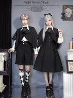 Night Raven Magic - Ouji Lolita Dress Set, Suspender Shorts & Cape - image 2
