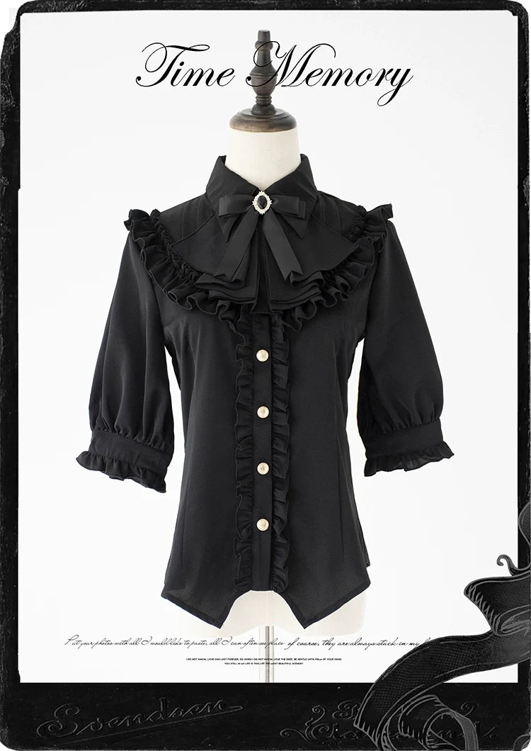 Earl Girl - Chiffon Classic Lolita Shirt, Mid-Length Mutton Sleeves - image 3