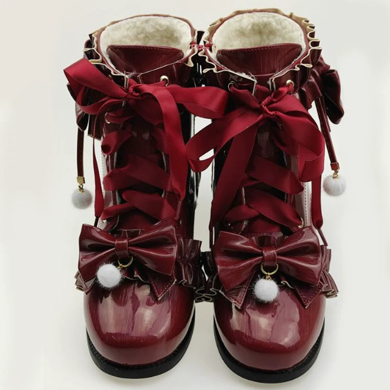 Enthusiastic Ideation - Elegant Lolita Shoes Fleeced Short Martin Boots - image 40