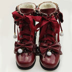 Enthusiastic Ideation - Elegant Lolita Shoes Fleeced Short Martin Boots - image 40