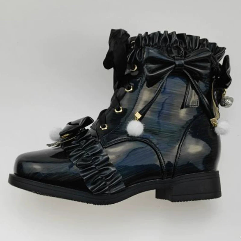 Enthusiastic Ideation - Elegant Lolita Shoes Fleeced Short Martin Boots - image 44