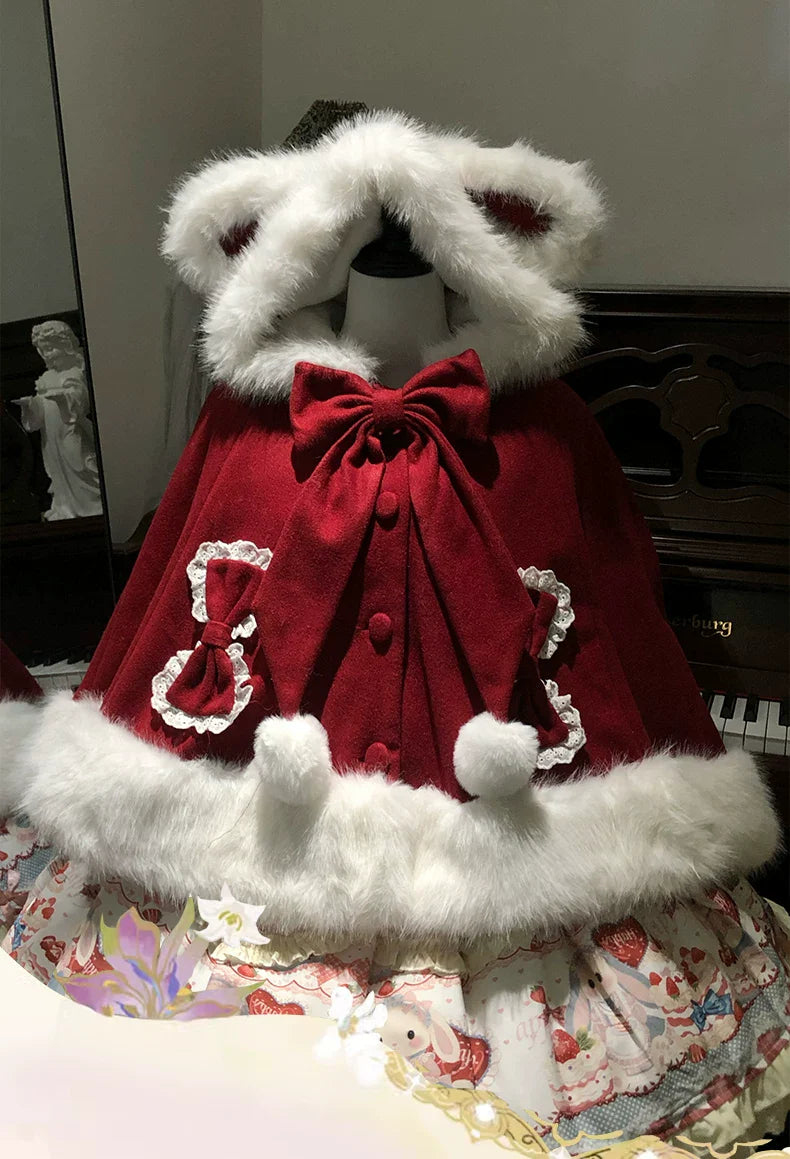 Sweet Lolita Cape, Bunny Ear Hood & Bows - image 1