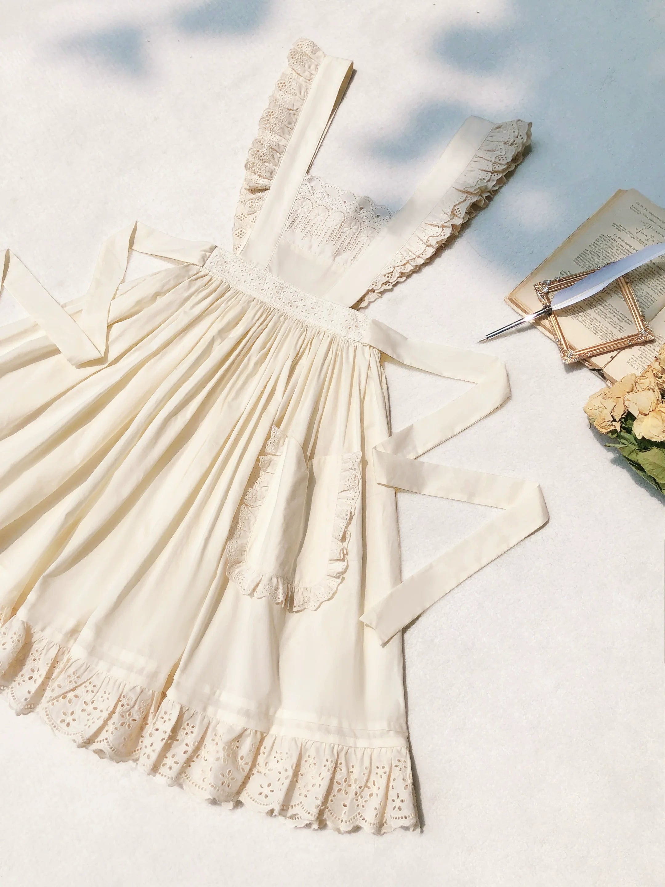 Belle - Yellow Lolita OP Dress Set with Apron - image 22