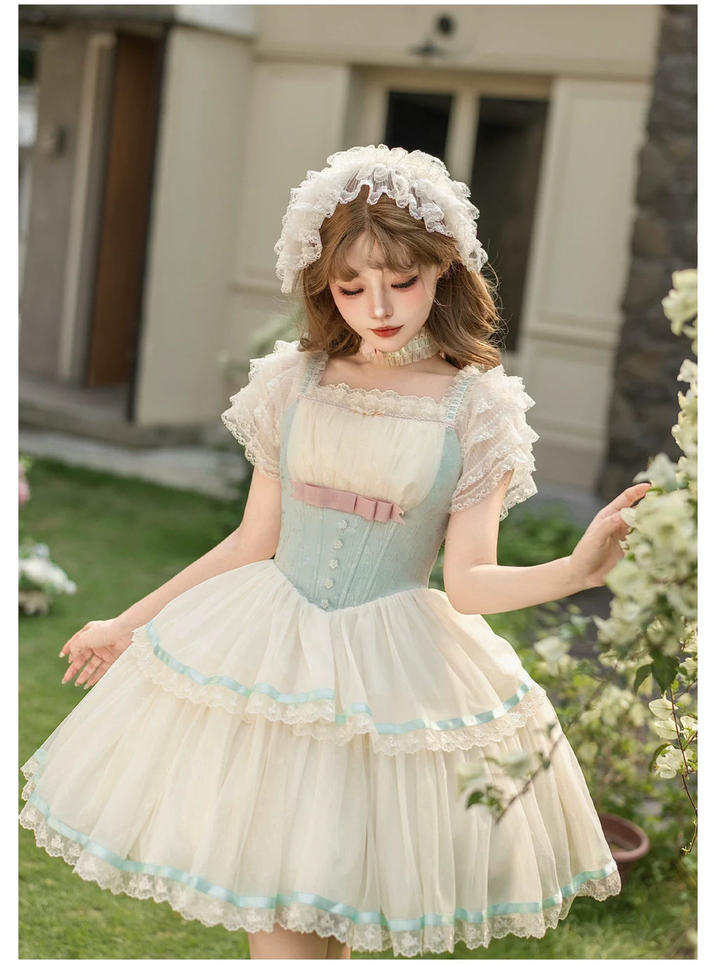 Sea Salt Soda - Classic Lolita Adjustable Corset JSK Dress, Tiered Tulle Hem - image 21