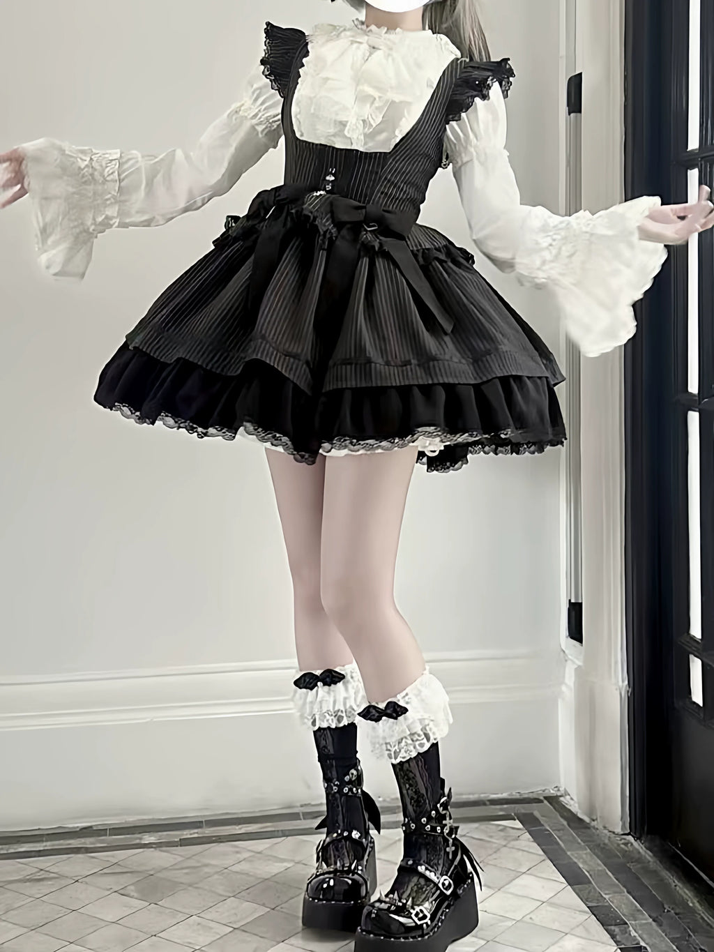 Gothic Lolita Shirt, Detachable Flared Sleeves - image 10