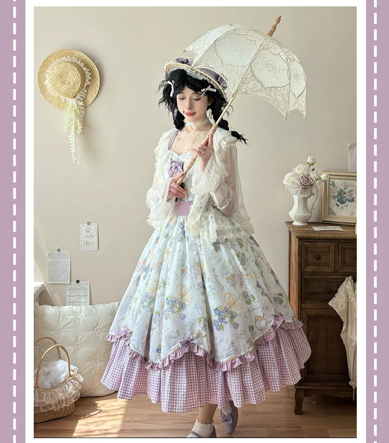 Blueberry Summer - Classic Lolita JSK Dress with Large Hem and Cotton Lining - image 4