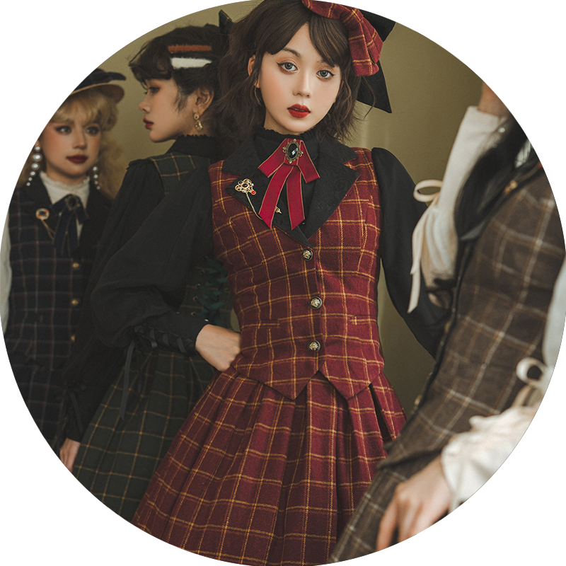 Rose - Elegant Lolita Fishbone Grid Skirt Customized - image 29