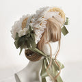 Country Straw BNT Lolita Headpiece with Ruffled Lace - image 1