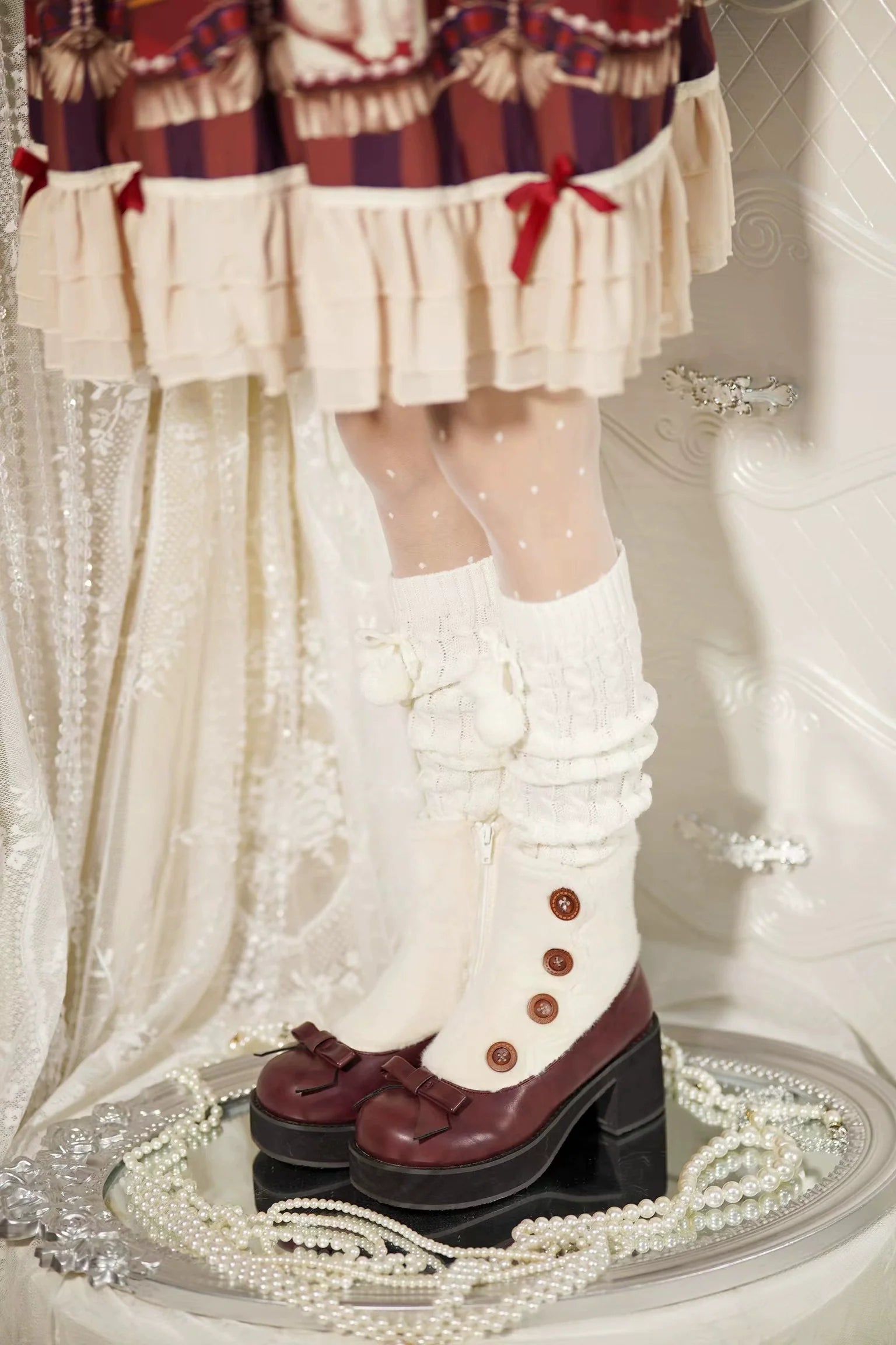 Winter Lolita Boots Fur Mary Jane Lolita Low Heel Shoes - image 7