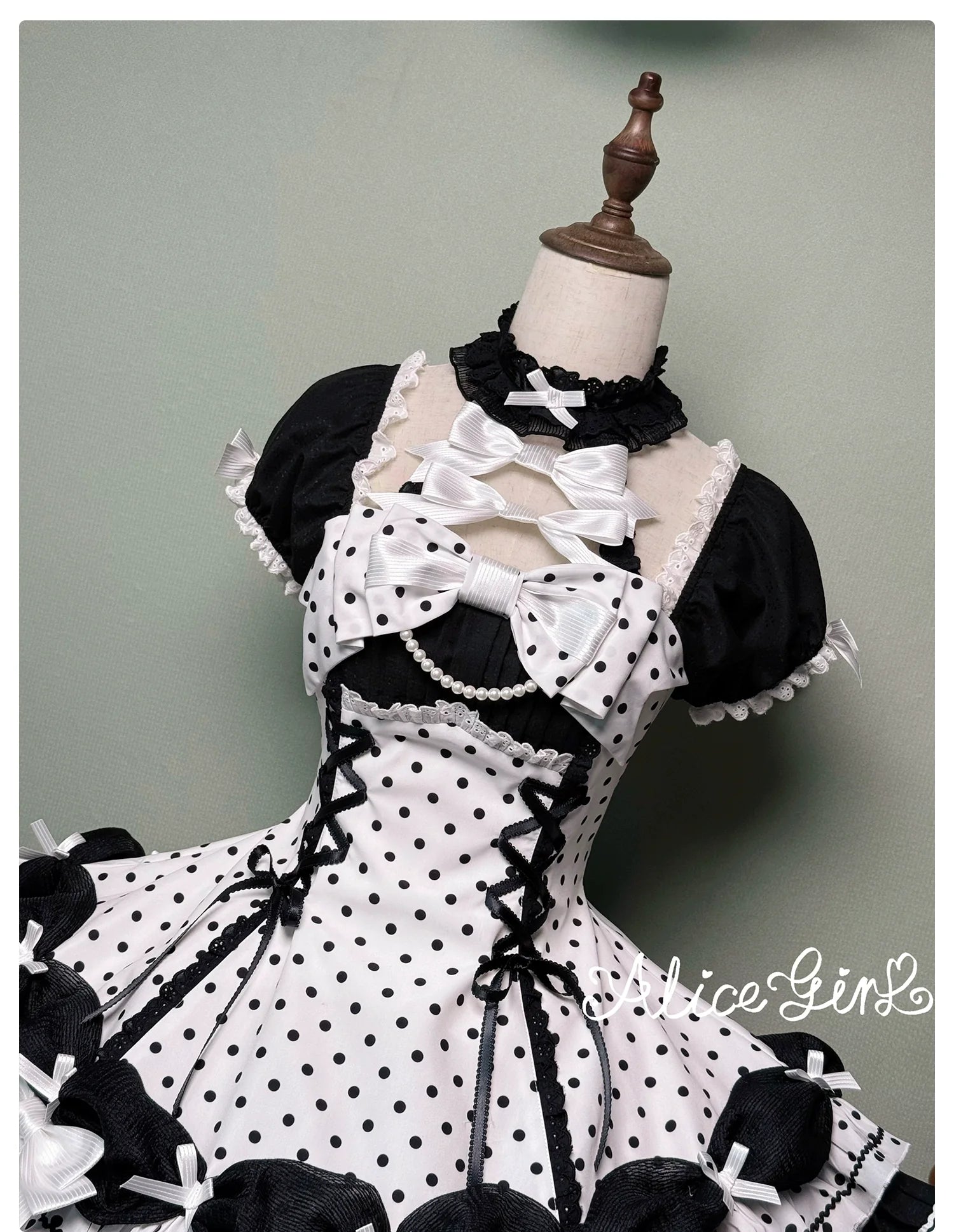 Old School Lolita Halter Neck OP Dress, Polka Dot Accent - image 63