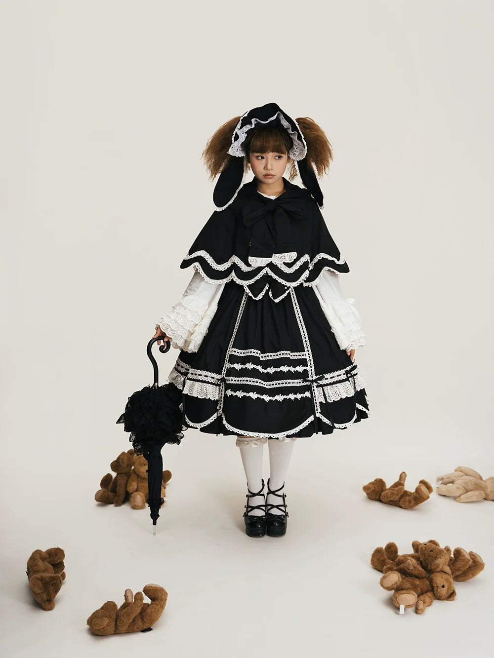 Vintage Petal Rabbit - Cotton Old School Lolita JSK Dress, Petal-Shaped Hem - image 11
