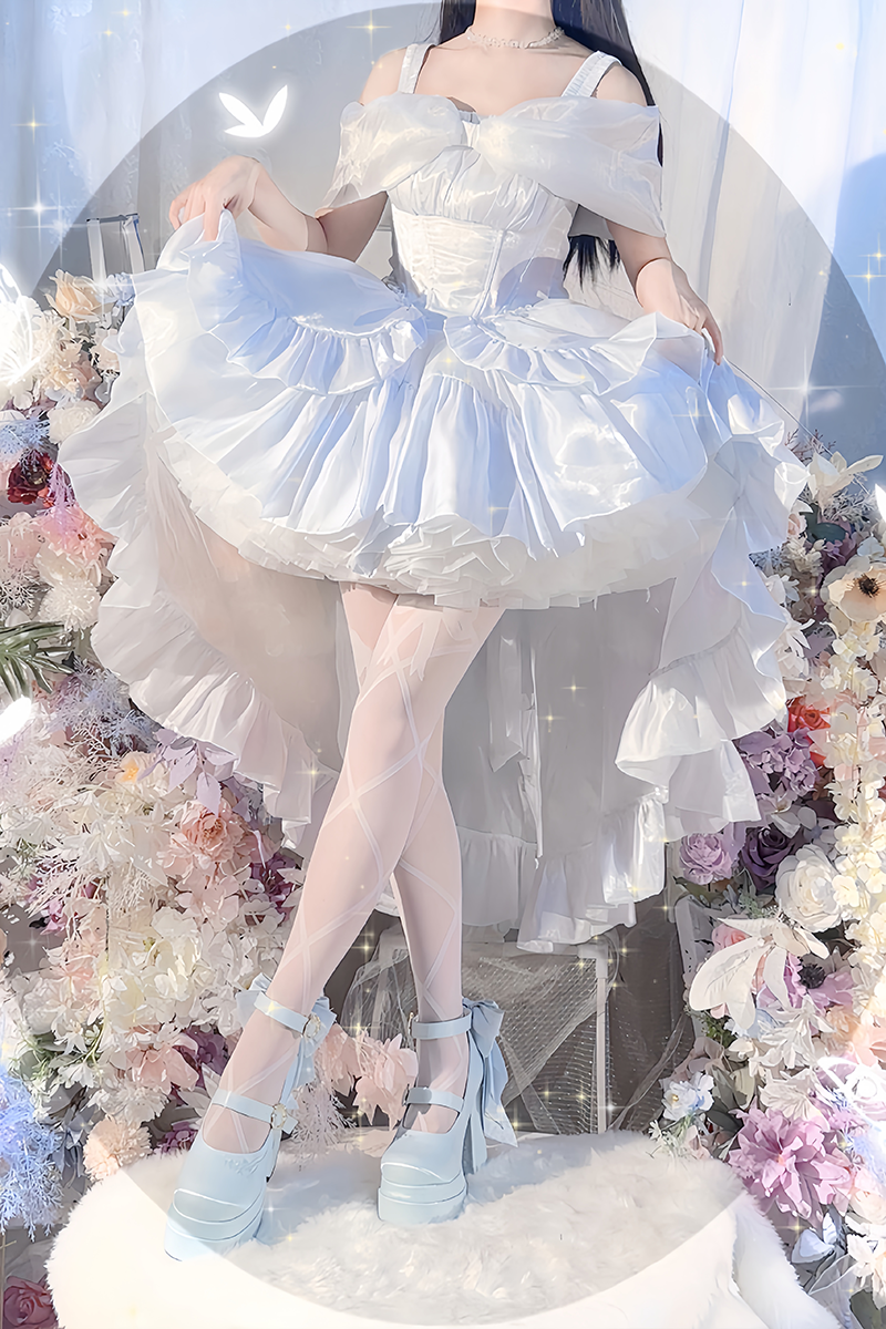 Floating Dream Lily - Elegant Lolita High Heel Shoes, Detachable Bow - image 24