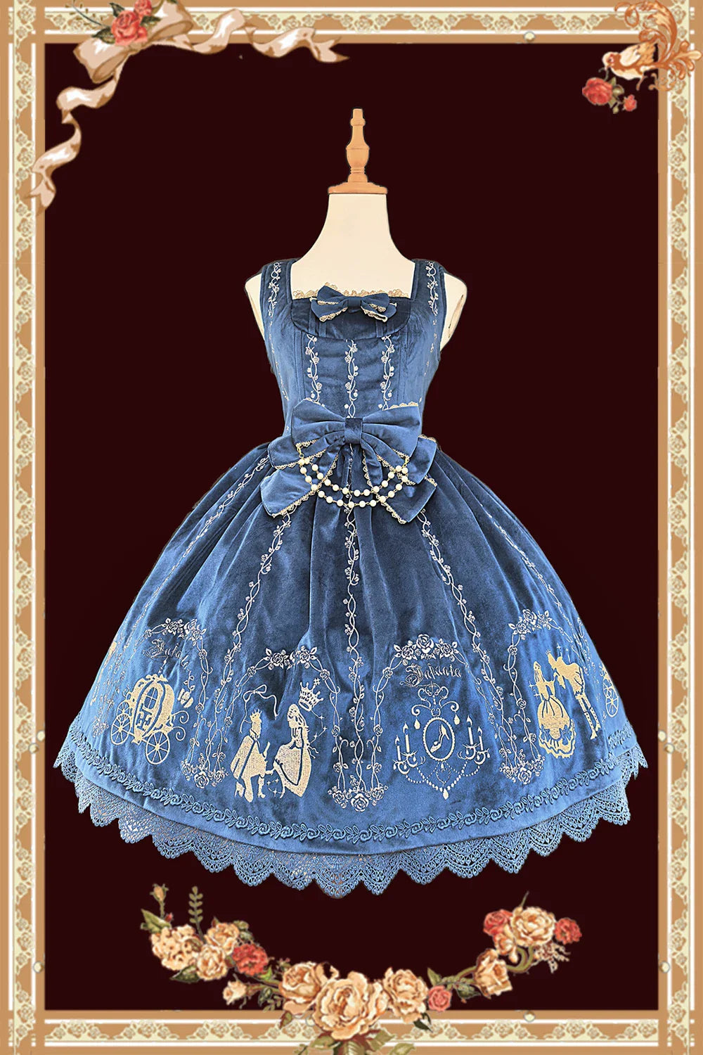 Cinderella Velvet Classic Lolita JSK Dress with Princess Embroidery - image 2