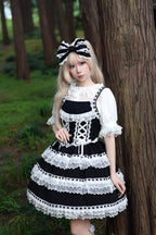 Mirror Doll - Old School Lolita Tiered Hem JSK with Polka Dot Lace and Accessories - image 6