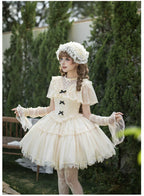 White Mist Promise - Classic Lolita Corset OP Set, Edwardian Collar & Tiered Hem - image 22