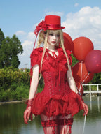 WONKA Gothic Lolita Red Blouse and High Waist Shorts Set - image 1
