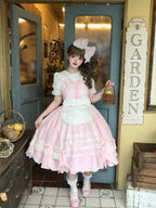 Vintage Petal Rabbit - Cotton Old School Lolita JSK Dress, Petal-Shaped Hem - image 5