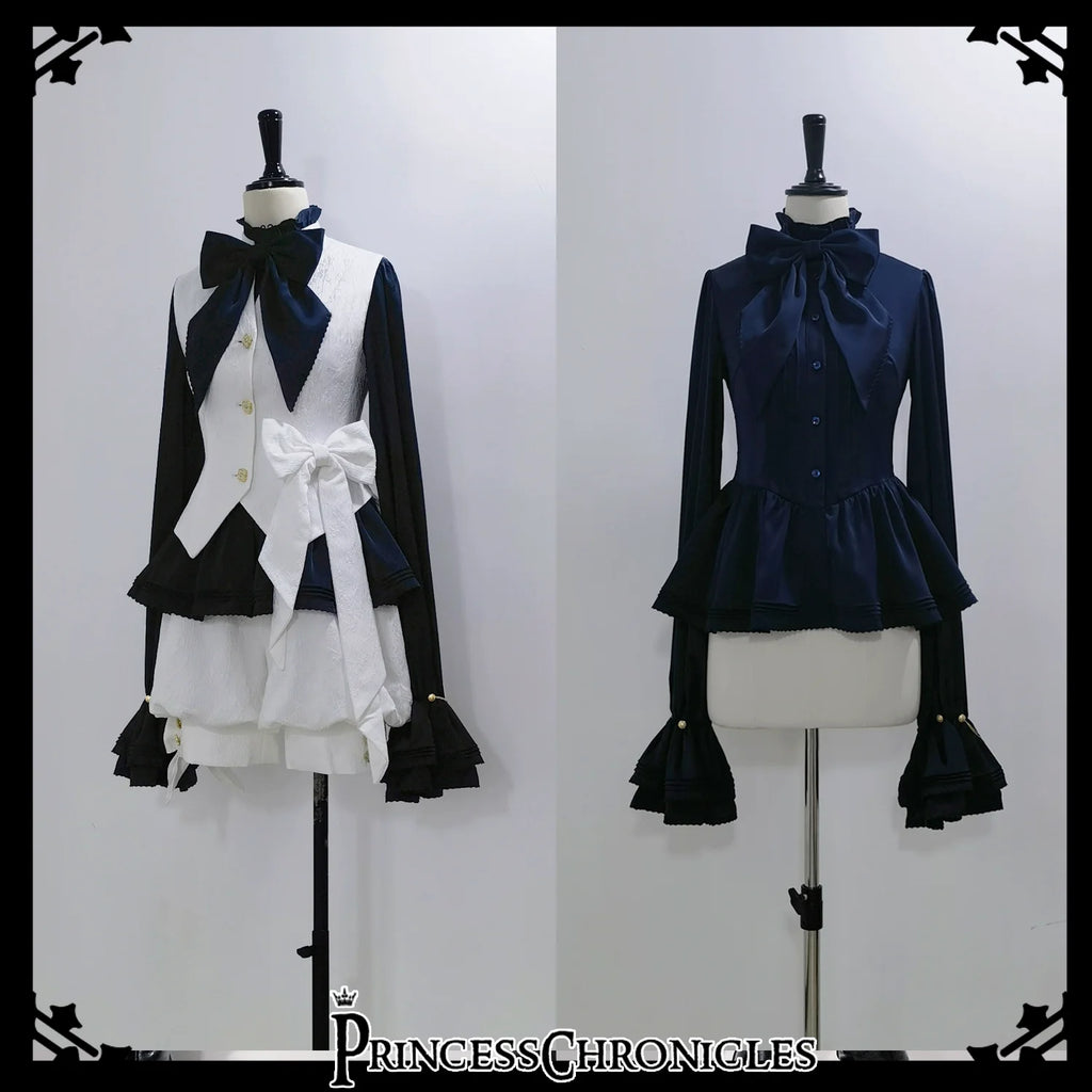 Rabbit Hunter - Ouji Lolita Shirt Sapphire Blue Long Sleeve Blouse - image 10