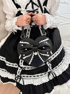 Vintage Sweetheart - Lace Bow Heart Lolita Handbag - image 7