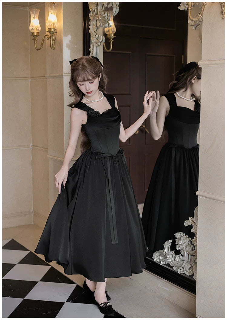 For Beloved - Classic Lolita Satin JSK Dress Set, Fishbone Waist - image 12
