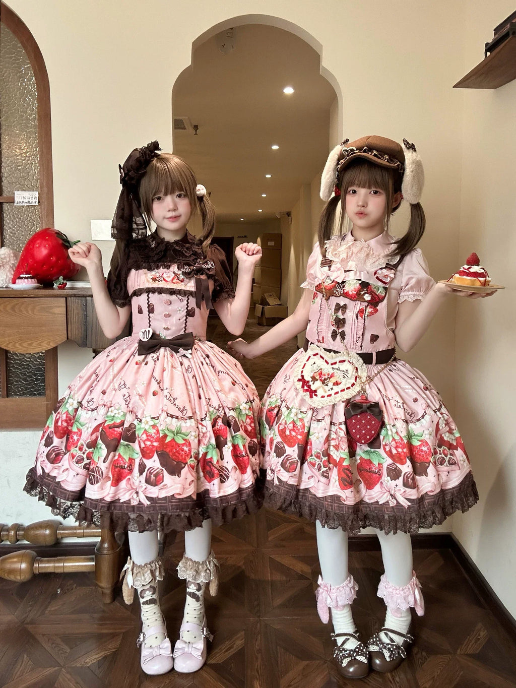 Strawberry Chocolate Lovers Sweet Lolita Embroidered Dress - image 26