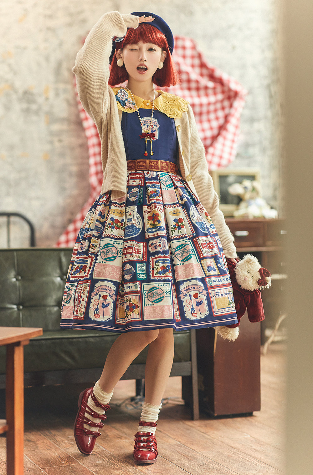 Strawberry Rose - Vintage American Casual Lolita JSK Dress - image 11