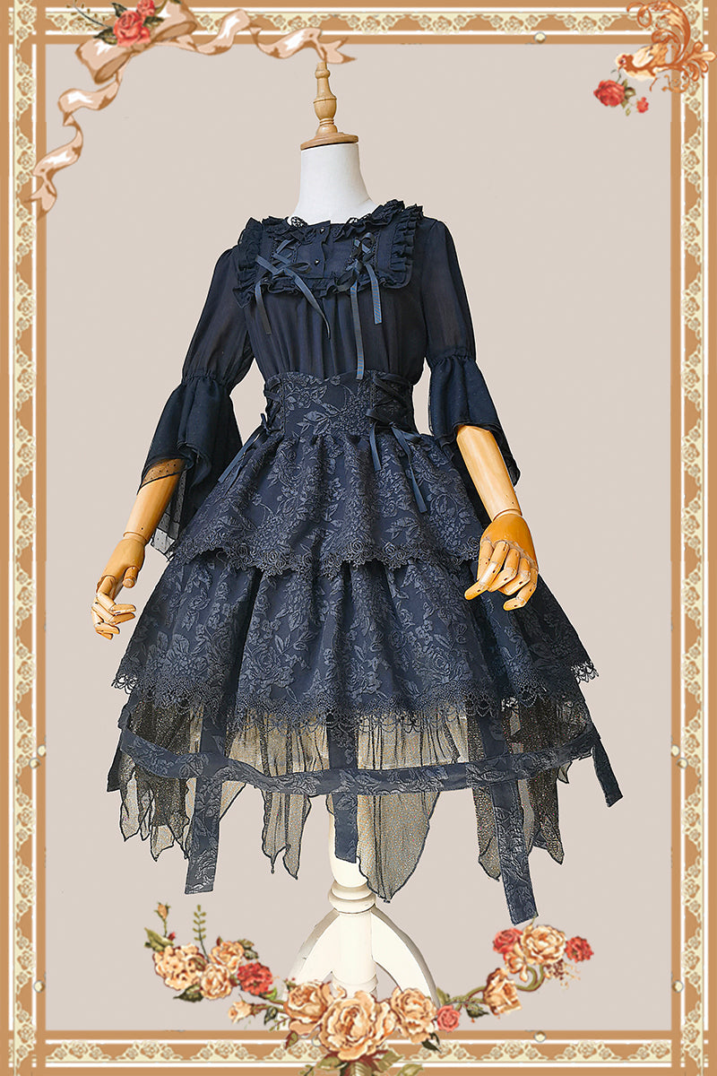 Witch's Apprentice - Gothic Lolita Split Type Black Suit - image 21
