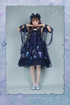 Coral Jellyfish - Sweet Lolita High-waist JSK Dress, Jellyfish & Coral Print and Accessories - image 59