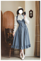 Classic Lolita A-Line Skirt, Button-Front Vest and White Blouse - image 11