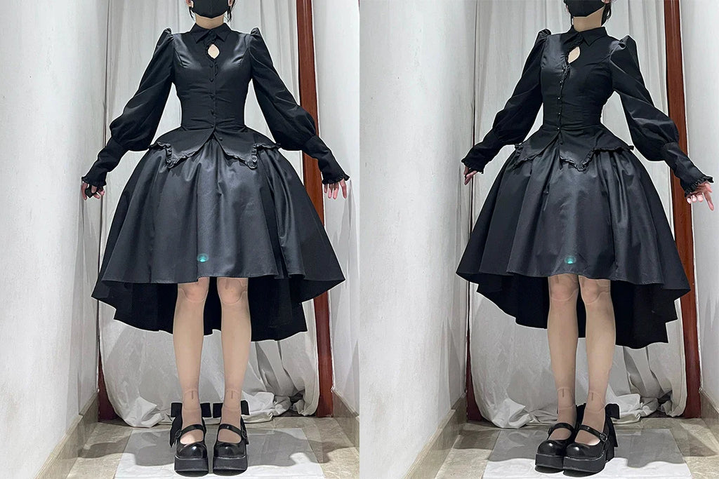 Shadow Hymn - Gothic Lolita Solid Shirt & Skirt, Side Zipper - image 12