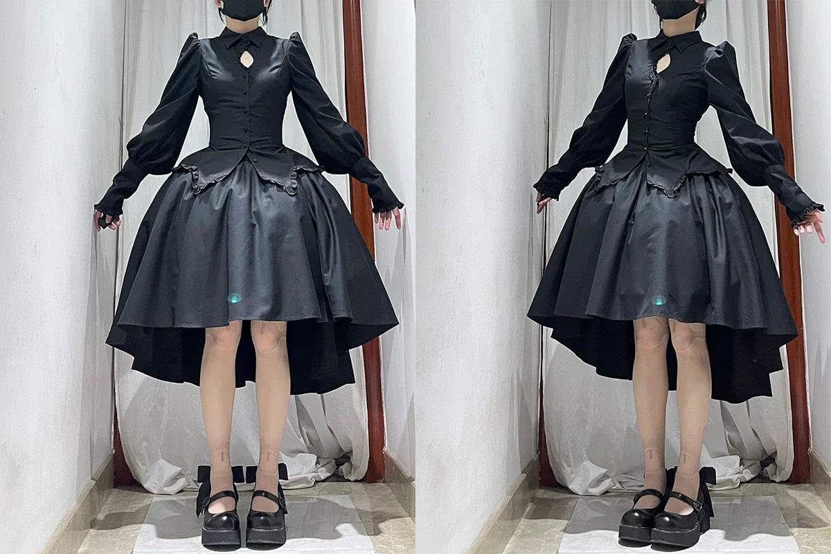 Shadow Hymn - Gothic Lolita Solid Shirt & Skirt, Side Zipper - image 12