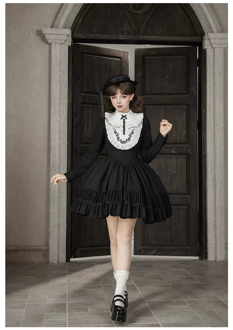 Audrey's Reply - Classic Lolita Square Neck OP, Detachable Embroidered Collar and Accessories - image 7