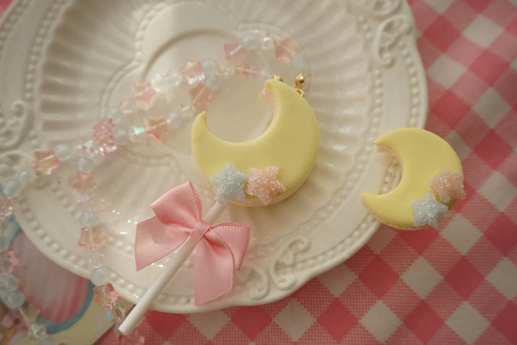 Kawaii Lolita Accessories Moon Lollipop Clay Necklace Ring - image 4