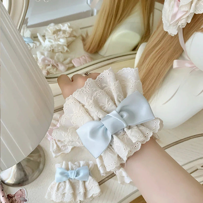 Kawaii Lolita Lace Cuffs Summer Bow Arm Sleeves - image 6