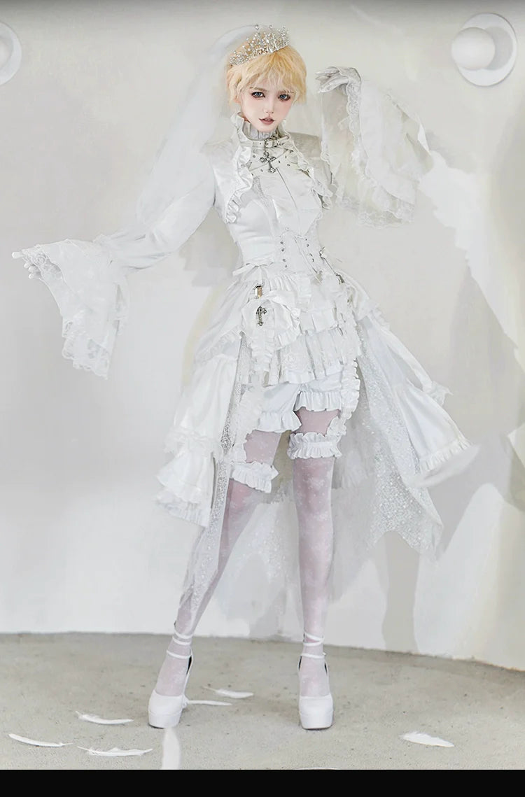 Omega Wedding Gothic Ouji Lolita White Suit - image 8