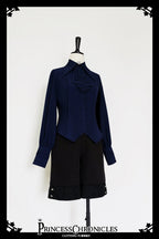 Black and Blue Retro Ouji Lolita Shirt with Mutton Sleeves - image 7