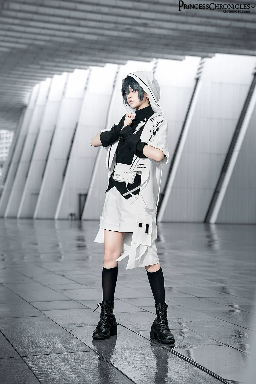 White Cat - Futuristic Style Cool Lolita Pants Suit With Cat Ear Coat - image 7