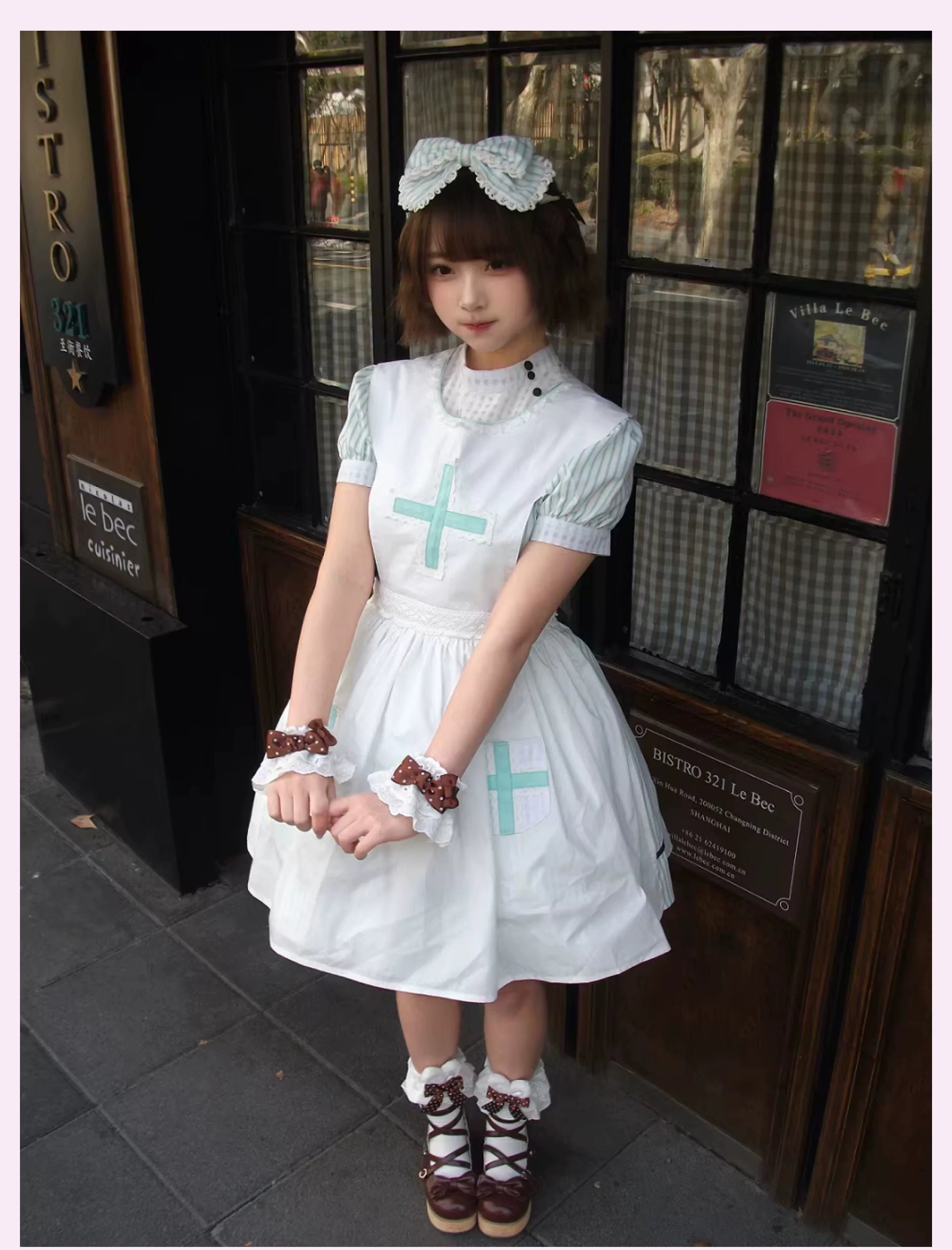 Mint Prescription - Old School Lolita Striped OP Dress, Electrocardiogram Trace and Accessories - image 23