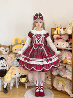 Plaid Petal Bunny - Old School Lolita Plaid OP Dress, Petal-shaped Hem - image 15