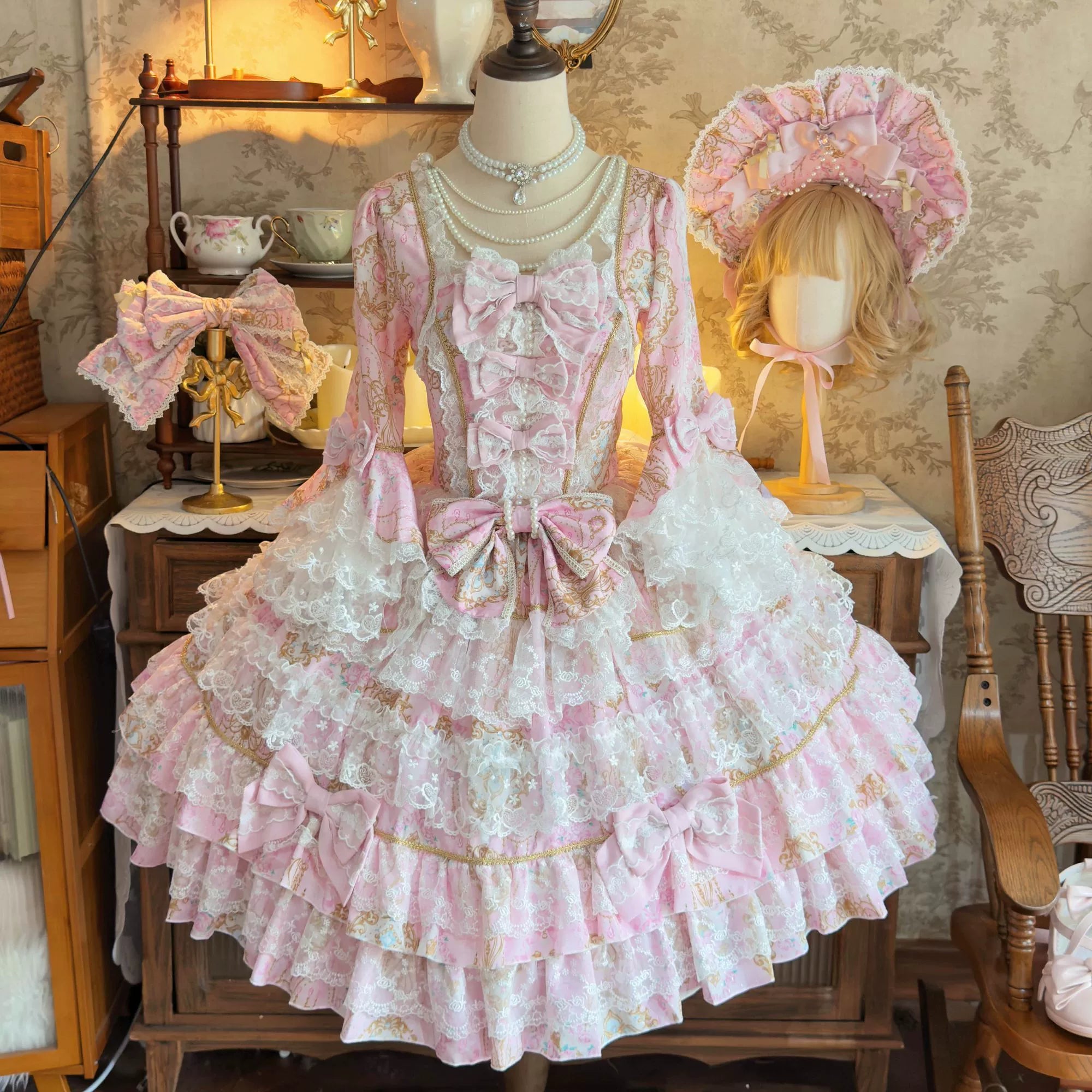 Candlelight Sonata - Sweet Lolita Long-Sleeve OP Dress - image 3
