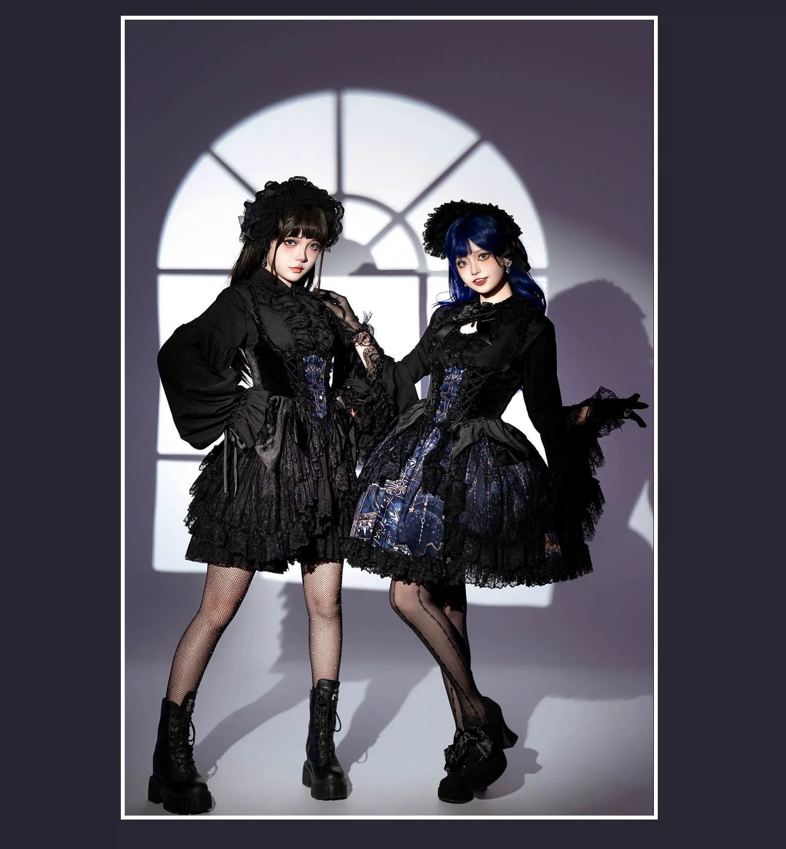 Night Traveler - Classic Gothic Lolita Dress with Stained Glass Window Print - image 1