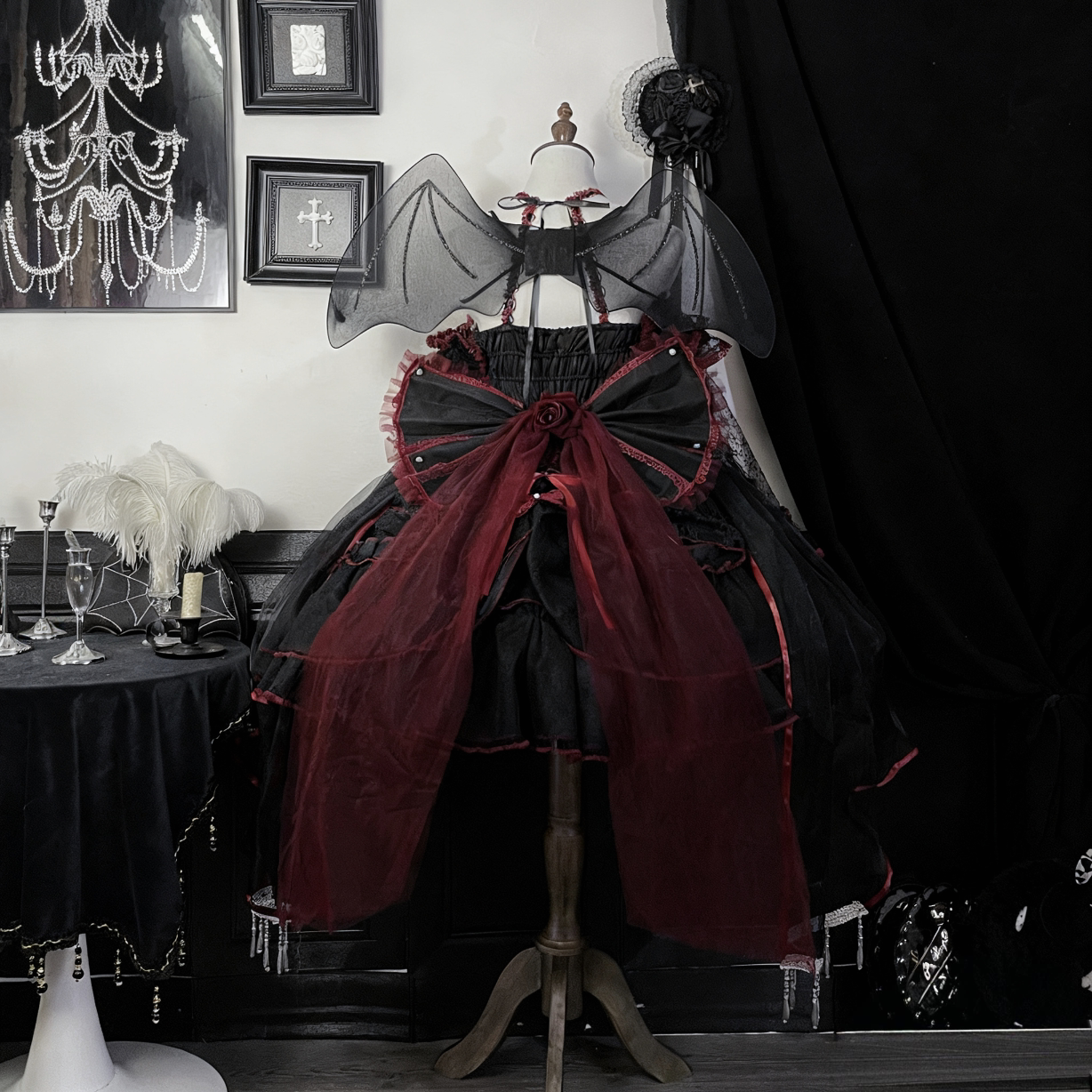 Cascading Poetry - Gothic Lolita JSK Dress, Lace & Tiered Hem - image 6